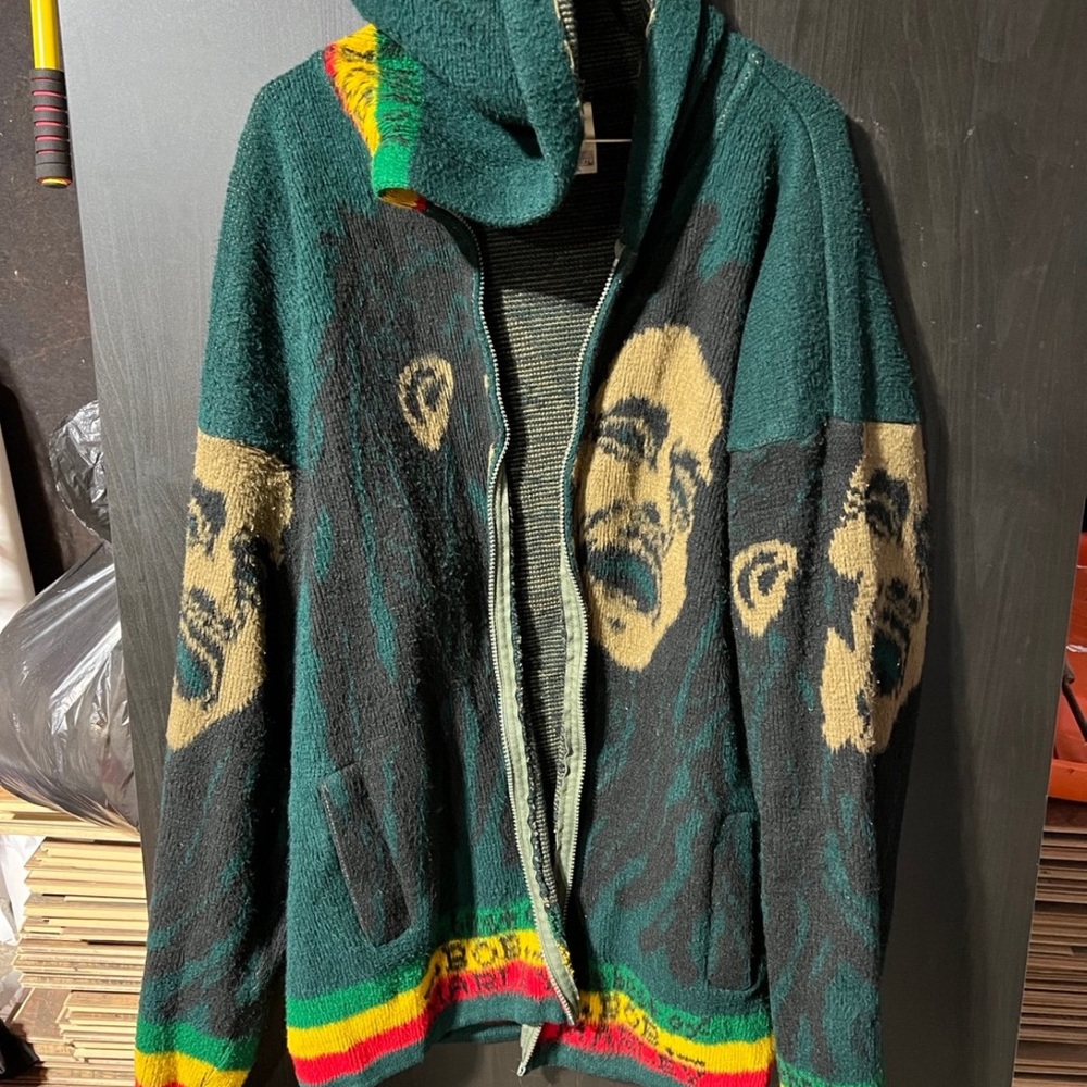 Green Bob Marley Sweater vintage wool sweater